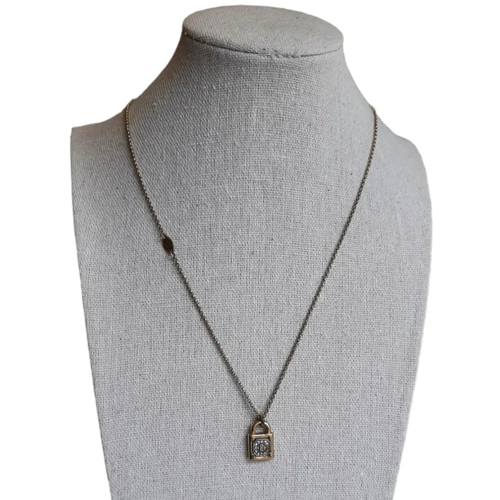 Juicy Couture Brass Gold Tone Padlock Charm Pendant Necklace